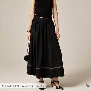 J. Crew Contrast-stitch midi skirt in cotton poplin in Navy, size 18, NWT